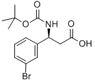 (S)-3-(3-ブロモフェニル)-3-((TERT-ブチルトキシカルボニル)アミノ)プロパン酸 化学構造式
