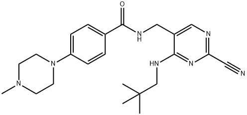 N-[[2-氰基-4-(2,2-二甲基丙基氨基)嘧啶-5-基]甲基]-4-(4-甲基哌嗪-1-基)苯甲酰胺,501000-36-8,结构式