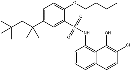 Benzenesulfonamide,  2-butoxy-N-(7-chloro-8-hydroxy-1-naphthalenyl)-5-(1,1,3,3-tetramethylbutyl)- 结构式