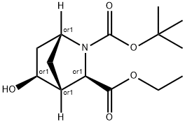 Ethyl (1S,3S,4S,5R)-rel-2-Boc-5-hydroxy-2-azabicyclo[2.2.1]heptane-3-carboxylate Struktur
