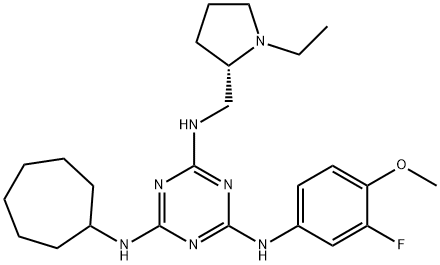 1,3,5-Triazine-2,4,6-triaMine, N-cycloheptyl-N'-[[(2S)-1-ethyl-2-pyrrolidinyl]Methyl]-N''-(3-fluoro-4-Meth oxyphenyl)-|