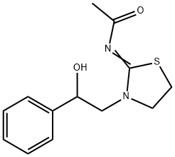 N-[3-(2-羟基-2-苯基乙基)-2-噻唑烷基亚基]乙酰胺, 5028-81-9, 结构式