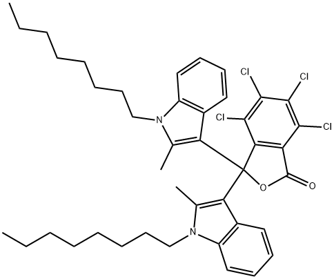 4,5,6,7-テトラクロロ-3,3-ビス(2-メチル-1-オクチル-1H-インドール-3-イル)-1(3H)-イソベンゾフラノン 化学構造式