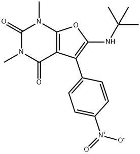 Furo[2,3-d]pyrimidine-2,4(1H,3H)-dione,  6-[(1,1-dimethylethyl)amino]-1,3-dimethyl-5-(4-nitrophenyl)- Struktur