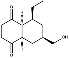 1,4-Naphthalenedione,5-ethyloctahydro-7-(hydroxymethyl)-,(4aS,5S,7R,8aR)-(9CI) 化学構造式