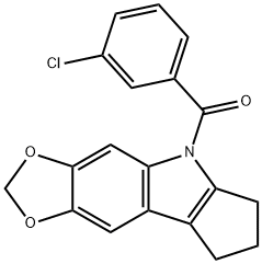 5,6,7,8-Tetrahydro-5-(m-chlorobenzoyl)cyclopenta[b]-1,3-dioxolo[4,5-f]indole 结构式
