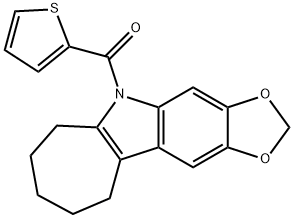 5,6,7,8,9,10-Hexahydro-5-[(2-thienyl)carbonyl]cyclohepta[b]-1,3-dioxolo[4,5-f]indole,50332-38-2,结构式