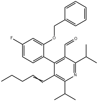 3-Pyridinecarboxaldehyde, 4-[4-fluoro-2-(phenylmethoxy)phenyl]-2,6-bis(1-methylethyl)-5-(1-penten-1-yl)-|4-[4-氟-2-(苯基甲氧基)苯基]-2,6-双(1-甲基乙基)-5-(1-戊烯-1-基)-3-吡啶甲醛