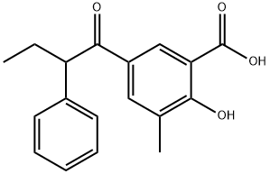 2-ヒドロキシ-3-メチル-5-(2-フェニルブチリル)安息香酸 化学構造式