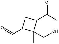 Cyclobutanecarboxaldehyde, 3-acetyl-2-(hydroxymethyl)-2-methyl- (9CI) 结构式