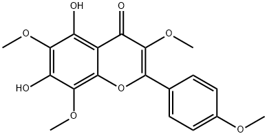 5,7-ジヒドロキシ-3,6,8-トリメトキシ-2-(4-メトキシフェニル)-4H-1-ベンゾピラン-4-オン 化学構造式