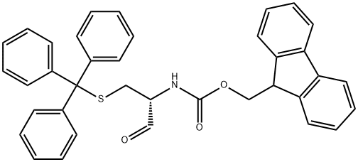 9H-Fluoren-9-ylmethylN-[(2R)-1-oxo-3-[(triphenylmethyl)sulfanyl]propan-2-yl]carbamate 化学構造式