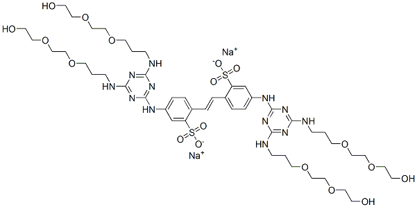 disodium 4,4'-bis[4,6-bis[[3-[2-(2-hydroxyethoxy)ethoxy]propyl]amino]-1,3,5-triazin-2-yl]amino]stilbene-2,2'-disulphonate,50556-36-0,结构式