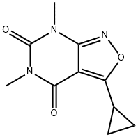 Isoxazolo[3,4-d]pyrimidine-4,6(5H,7H)-dione, 3-cyclopropyl-5,7-dimethyl- (9CI) 化学構造式