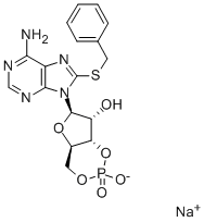 8-BENZYLTHIOADENOSINE-3',5'-CYCLIC MONOPHOSPHATE SODIUM SALT,50655-17-9,结构式