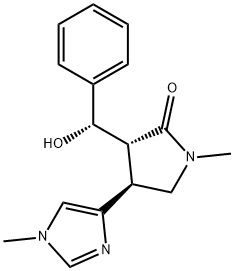 3-(ヒドロキシフェニルメチル)-1-メチル-4-(1-メチル-1H-イミダゾール-4-イル)ピロリジン 化学構造式
