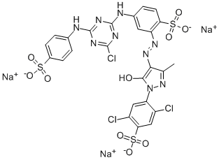 2,5-ジクロロ-4-[4-[[5-[[4-クロロ-6-[(4-スルホフェニル)アミノ]-1,3,5-トリアジン-2-イル]アミノ]-2-スルホフェニル]アゾ]-4,5-ジヒドロ-3-メチル-5-オキソ-1H-ピラゾール-1-イル]ベンゼンスルホン酸三ナトリウム