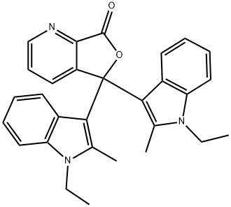 3,3-Bis(1-ethyl-2-methyl-1H-indol-3-yl)-7-azaphthalide Struktur