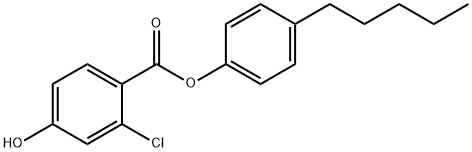 2-クロロ-4-ヒドロキシ安息香酸4-ペンチルフェニル 化学構造式