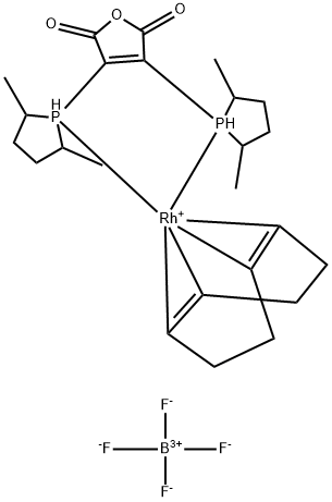 (-)-2,3-BIS[(2R,5R)-2,5-DIMETHYLPHOSPHOLANYL]MALEIC ANHYDRIDE(1,5-CYCLOOCTADIENE)RHODIUM (I) TETRAFLUOROBORATE 化学構造式