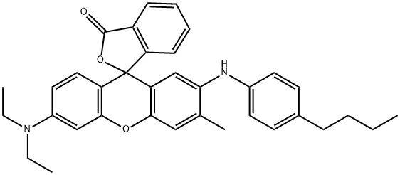6'-Diethylamino-3'-methyl-2'-(4-butylphenylamino)spiro[isobenzofuran-1(3H),9'-[9H]xanthen]-3-one 结构式