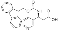 (S)-3-((((9H-フルオレン-9-イル)メトキシ)カルボニル)アミノ)-3-(ピリジン-3-イル)プロパン酸 化学構造式