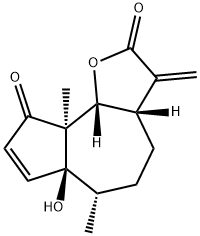 (3aS)-3-メチレン-6α,9aα-ジメチル-6aβ-ヒドロキシ-2,3,3aβ,4,5,6,6a,9,9a,9bβ-デカヒドロアズレノ[4,5-b]フラン-2,9-ジオン 化学構造式