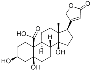 3β,5,14β,21-テトラヒドロキシ-24-ノル-5β-コラ-20(22)-エン-19,23-二酸γ-ラクトン 化学構造式