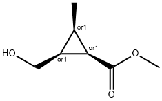 Cyclopropanecarboxylic acid, 2-(hydroxymethyl)-3-methyl-, methyl ester, Struktur
