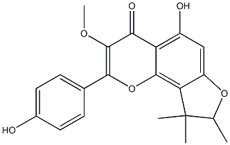 (-)-8,9-Dihydro-5-hydroxy-2-(4-hydroxyphenyl)-3-methoxy-8,9,9-trimethyl-4H-furo[2,3-h]-1-benzopyran-4-one,50868-48-9,结构式