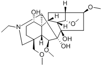 20-エチル-6β,14α,16β-トリメトキシ-4-(メトキシメチル)アコニタン-1α,7,8-トリオール 化学構造式
