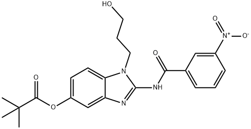 3-硝基-N-[1-(3-羟基丙基)-5-(2,2-二甲基丙酰基氧基)-1H-苯并咪唑-2-基]苯甲酰胺,509093-60-1,结构式