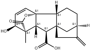 2β,4aα-ジヒドロキシ-1β-メチル-8-メチレンギバン-3-エン-1α,10β-ジカルボン酸1,4a-ラクトン 化学構造式
