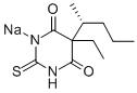 (+)-5-エチル-5-[(R)-1-メチルブチル]-2-ソジオチオ-4,6(1H,5H)-ピリミジンジオン 化学構造式