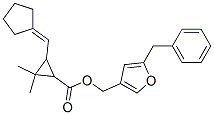 (5-benzyl-3-furyl)methyl 3-(cyclopentylidenemethyl)-2,2-dimethyl-cyclo propane-1-carboxylate Struktur