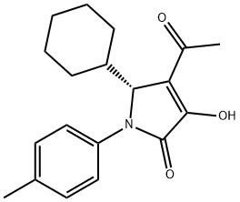 2H-Pyrrol-2-one, 4-acetyl-5-cyclohexyl-1,5-dihydro-3-hydroxy-1-(4-methylphenyl)-, (5R)- Struktur