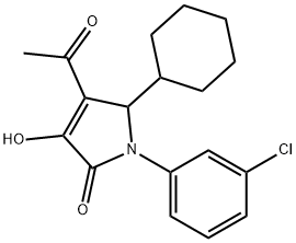 4-乙酰基-1-(3-氯苯基)-5-环己基-1,5-二氢-3-羟基-2H-吡咯-2-酮, 512176-96-4, 结构式