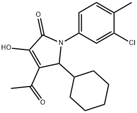 2H-Pyrrol-2-one, 4-acetyl-1-(3-chloro-4-methylphenyl)-5-cyclohexyl-1,5-dihydro-3-hydroxy- Structure