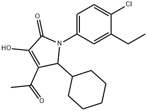 4-乙酰基-1-(4-氯-3-乙基苯基)-5-环己基-1,5-二氢-3-羟基-2H-吡咯-2-酮, 512177-29-6, 结构式