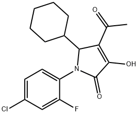 2H-Pyrrol-2-one, 4-acetyl-1-(4-chloro-2-fluorophenyl)-5-cyclohexyl-1,5-dihydro-3-hydroxy- Struktur