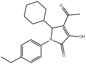 2H-Pyrrol-2-one, 4-acetyl-5-cyclohexyl-1-(4-ethylphenyl)-1,5-dihydro-3-hydroxy-,512177-36-5,结构式