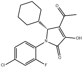 (5R)-4-乙酰基-1-(4-氯-2-氟苯基)-5-环己基-1,5-二氢-3-羟基-2H-吡咯-2-酮, 512177-83-2, 结构式