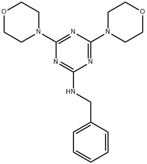 4,6-ジモルホリノ-N-ベンジル-1,3,5-トリアジン-2-アミン 化学構造式