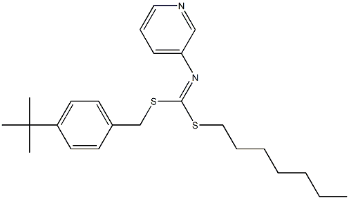 (4-(1,1-Dimethylethyl)phenyl)methyl heptyl-3-pyridinylcarbonimidodithioate 化学構造式