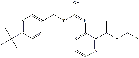 S-((4-(1,1-Dimethylethyl)phenyl)methyl)O-(1-methylbutyl)-3-pyridinylcarbonimidothioate 化学構造式
