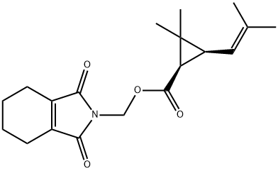 (1R)-2,2-ジメチル-3β-(2-メチル-1-プロペニル)シクロプロパン-1β-カルボン酸[(1,3,4,5,6,7-ヘキサヒドロ-1,3-ジオキソ-2H-イソインドール)-2-イル]メチル 化学構造式