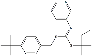 (4-(1,1-Dimethylethyl)phenyl)methyl 1,1-dimethylpropyl-3-pyridinylcarbonimidodithioate 化学構造式