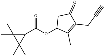 2,2,3,3-Tetramethyl-1-cyclopropanecarboxylic acid 2-methyl-4-oxo-3-(2-propynyl)-2-cyclopentenyl ester Structure