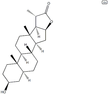 (20S)-3β,16β-ジヒドロキシ-5α-プレグナン-20-カルボン酸γ-ラクトン 化学構造式
