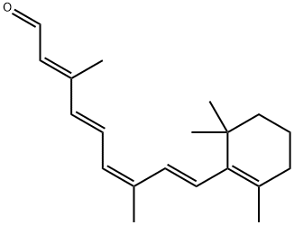 (2E,4E,6Z,8E)-3,7-ジメチル-9-(2,6,6-トリメチル-1-シクロヘキセニル)-2,4,6,8-ノナテトラエナール 化学構造式